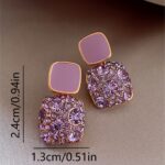 Sparkling Glass Square Pendant Earrings – Japanese-Korean Style - Image 6