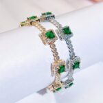 Elegant Green Cubic Zirconia Bracelet – Square Charm Fashion Jewelry - Image 3
