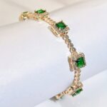 Elegant Green Cubic Zirconia Bracelet – Square Charm Fashion Jewelry - Image 6