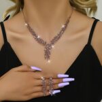 3pcs Rhinestone Claw Chain Set – Elegant Necklace & Earrings - Image 5