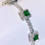 Elegant Green Cubic Zirconia Bracelet – Square Charm Fashion Jewelry - Image 9