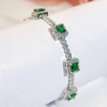 Elegant Green Cubic Zirconia Bracelet – Square Charm Fashion Jewelry - Image 2