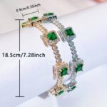 Elegant Green Cubic Zirconia Bracelet – Square Charm Fashion Jewelry - Image 8