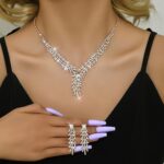 3pcs Rhinestone Claw Chain Set – Elegant Necklace & Earrings - Image 9
