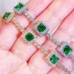 Elegant Green Cubic Zirconia Bracelet – Square Charm Fashion Jewelry - Image 5