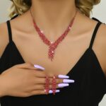 3pcs Rhinestone Claw Chain Set – Elegant Necklace & Earrings - Image 7