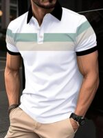 Men's Striped Polo Shirt – Breathable Short Sleeve Casual - Image 6