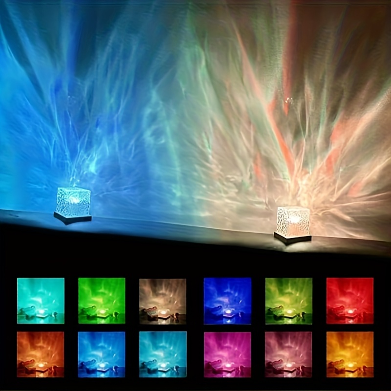 Cube-Shaped Ambient Light Featuring a Wave-Pattern Design, Powered by USB, Adjustable in Multiple Colors, And Comes with a Remote Control, Ideal for Use in Bedrooms, Living Rooms, And Various Other Environments - Image 6