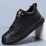 Men's Mid-Top Casual Sneakers - Lace-Up Design with Textured Finish & Chunky Platform Sole Comfortable Durable Footwear for Daily Casual, Streetwear & Weekend Wear