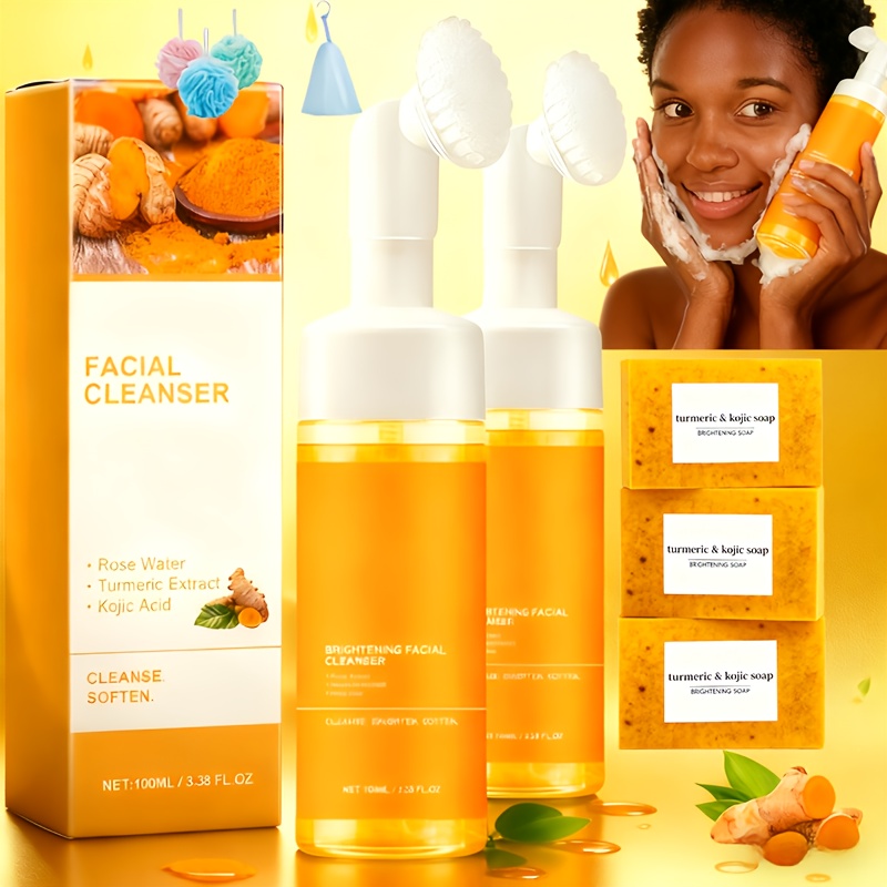 1pc/4pcs Turmeric Skincare Set - Firming Pore Cleanser/soap, Deeply Cleans Facial Pores, Moisturizes The Skin, Gently Balances Oil, Rich In Coconut Oil And Turmeric, The Best Christmas And New Year Gift - Essential for Travel. - Image 2