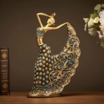 A Peacock Dancer Statue, a Vintage Resin Dancer Sculpture, Handcrafted Home Decor, Peacock Dance Craft Decoration, Entrance Decor for a Wedding Home Living Room Cabinet, Christmas, Holiday Gifts