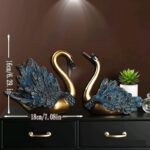 Luxury Golden & Blue Swan Pair - Image 4