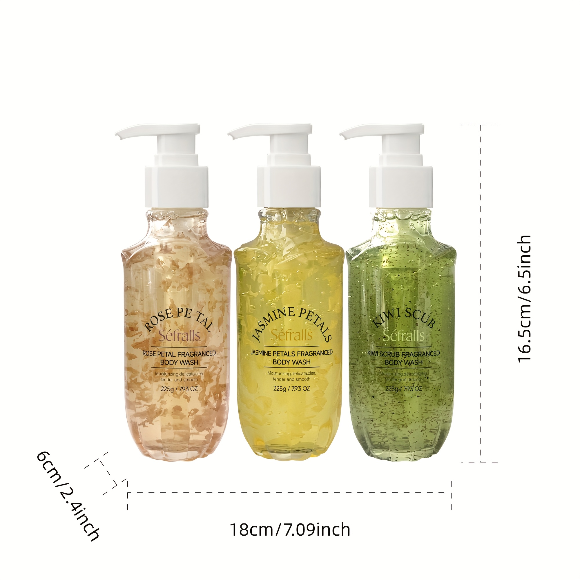 Sefralls Petal Fragrance Body Wash Set*3pcs Hydrates And Moisturizes The Skin, Featuring Kiwi, Rose, And Jasmine Scented Shower Gels with Diverse Fragrances That Provide a Long-Lasting Scent, Leaving Users Feeling - Image 4