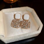 Sparkling Glass Square Pendant Earrings – Japanese-Korean Style - Image 7