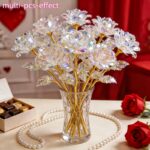 Gold-Plated Imitation Rose Flowers, Artificial Crystal Flowers, Suitable for Valentine'S Day, Mother'S Day | Ideal Gifts for Anniversaries, Birthdays, Weddings | Party And Festival Decorations, Home Decorations, Outdoor Decorations