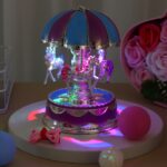 TOYANDONA Romantic Luxury Carousel Music Box (with Music), Featuring Three Rotating Horses with LED Light Effects, Dome Castle Design, Home Decor, Suitable as a New Year/Valentine's Day/birthday Gift for Boys and Girls, Music-themed Gift.