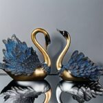 A Pair of Swan Statues – Luxurious Golden And Blue Resin Decorations for Living Room, Wine Cabinet, And TV Cabinet | Modern Home Decor Swan Decorations Desktop Ornaments Restaurant Wall Decorations Wall Stickers Decoration Office Entrance Ornaments