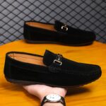 A Set of Stylish, Single-Color Luxury Casual Shoes for Men, Featuring a Round Toe And Flat Design, Comfortable Slip-On Style, Suitable for Different Events