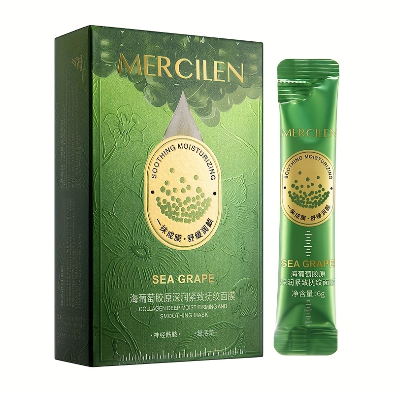 10pcs Sea Grape Collagen Moisturizing Facial Mask -10pcs Of Moisturizing, Alcohol Free, Suitable for All Skin Types, Containing Aloe And Vitamin E, Nourishing And Skin Care, Moisturizing And Tearing Facial Mask - Image 6