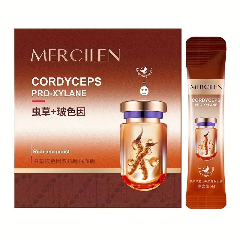 20pcs Of Cordyceps Sinensis Sleep Facial Mask, Rich In Collagen, Nicotinamide, Hyaluronic Acid And Plant Squalane, Deeply Moisturizes And Tightens The Facial Skin, Making The Skin Look Younger with Plant Squalane - Image 5