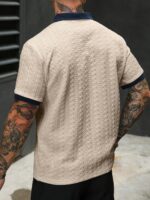 Men's Textured Color-Block V-Neck Sweater Shirt - Image 5