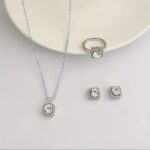 4pcs Fashionable Minimalist Jewelry Set – Necklace, Earrings & Rings - Image 3