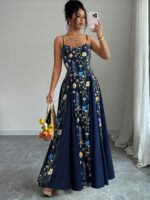 Floral Print Backless Maxi Dress with Spaghetti Straps - Image 8