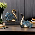 Luxury Golden & Blue Swan Pair - Image 2