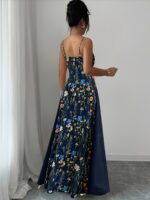 Floral Print Backless Maxi Dress with Spaghetti Straps - Image 5