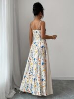 Floral Print Backless Maxi Dress with Spaghetti Straps - Image 6