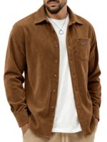 Men's Classic Corduroy Shirt Jacket with Dual Pockets