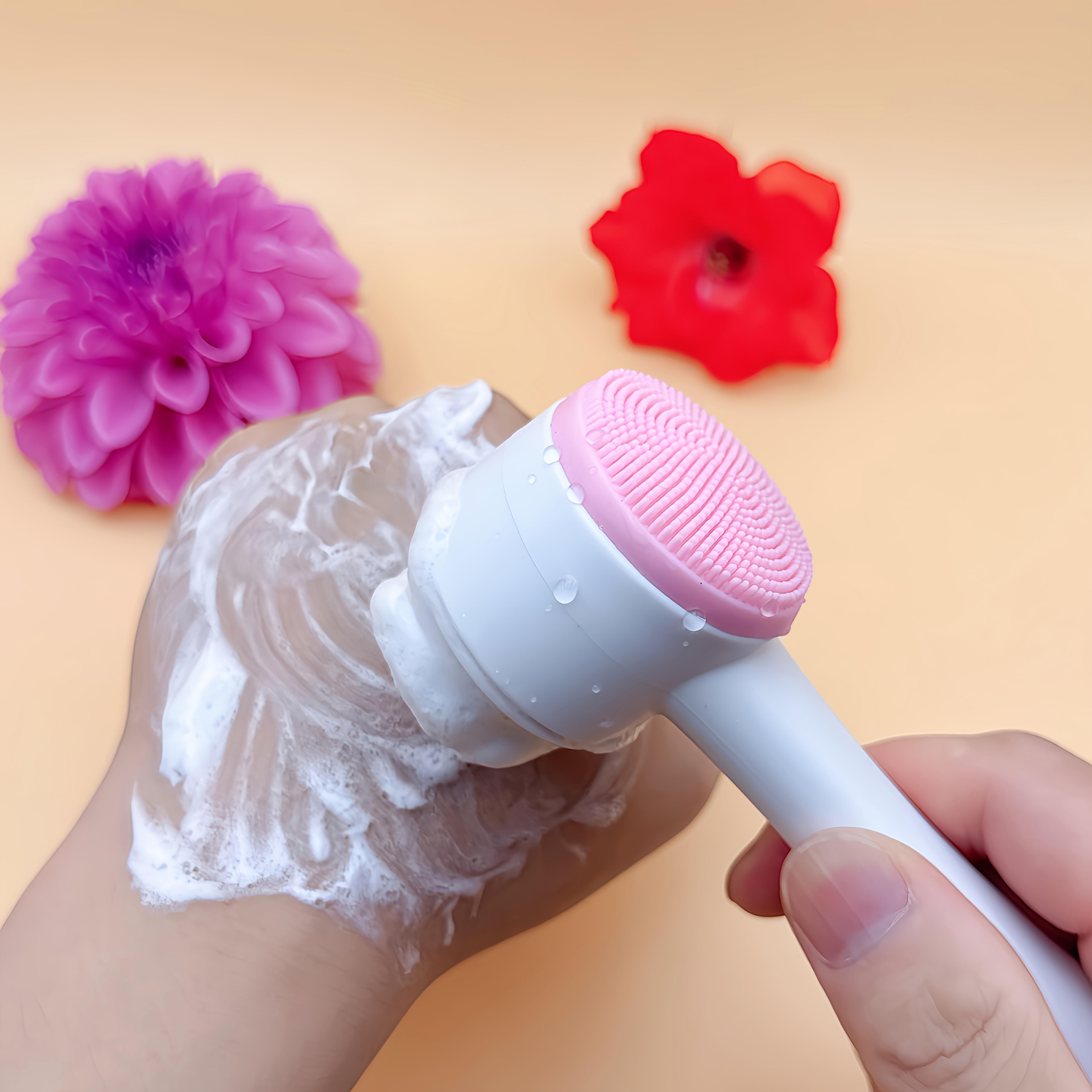 3D Facial Cleansing Brush with Dual Sides, Handheld Exfoliating Scrubber for The Face, Ideal for And Massage, Featuring Soft Hair And Cleanser - Image 8