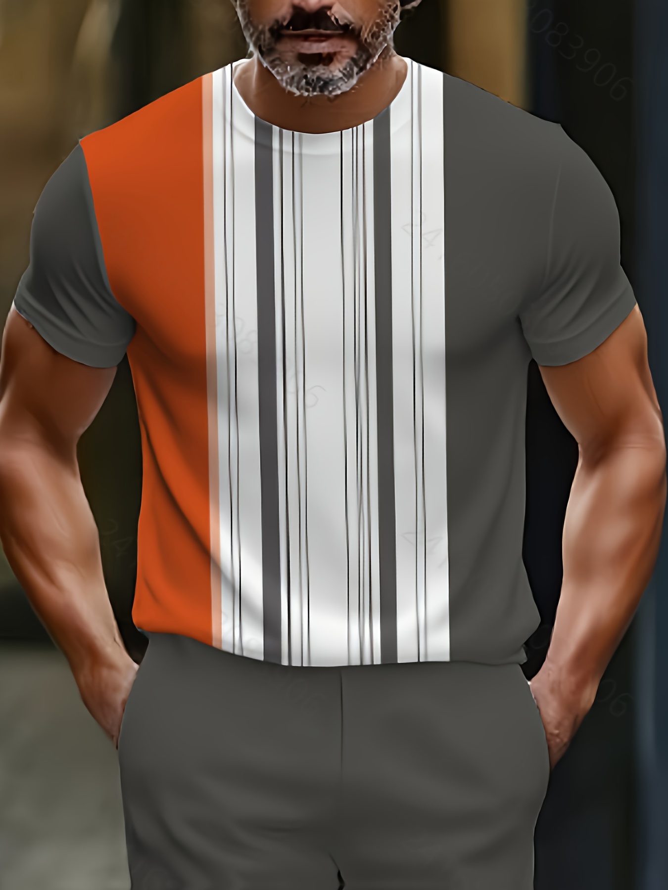 Men'S Trendy 2pcs Outfit Featuring a Geometric Design, Perfect for Everyday Outdoor Activities And Holiday Attire - Image 2