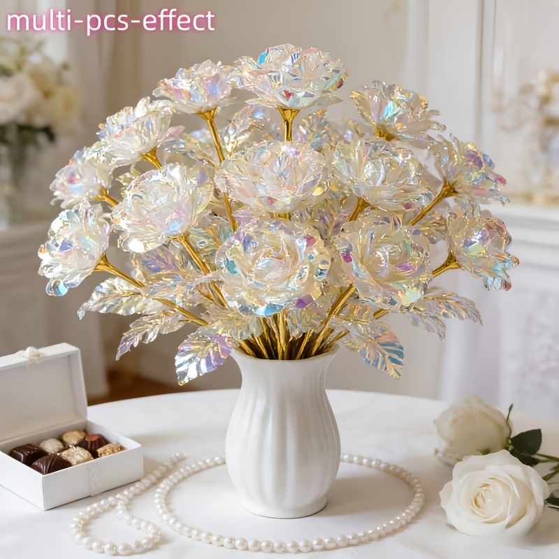 Gold-Plated Imitation Rose Flowers, Artificial Crystal Flowers, Suitable for Valentine'S Day, Mother'S Day | Ideal Gifts for Anniversaries, Birthdays, Weddings | Party And Festival Decorations, Home Decorations, Outdoor Decorations - Image 5