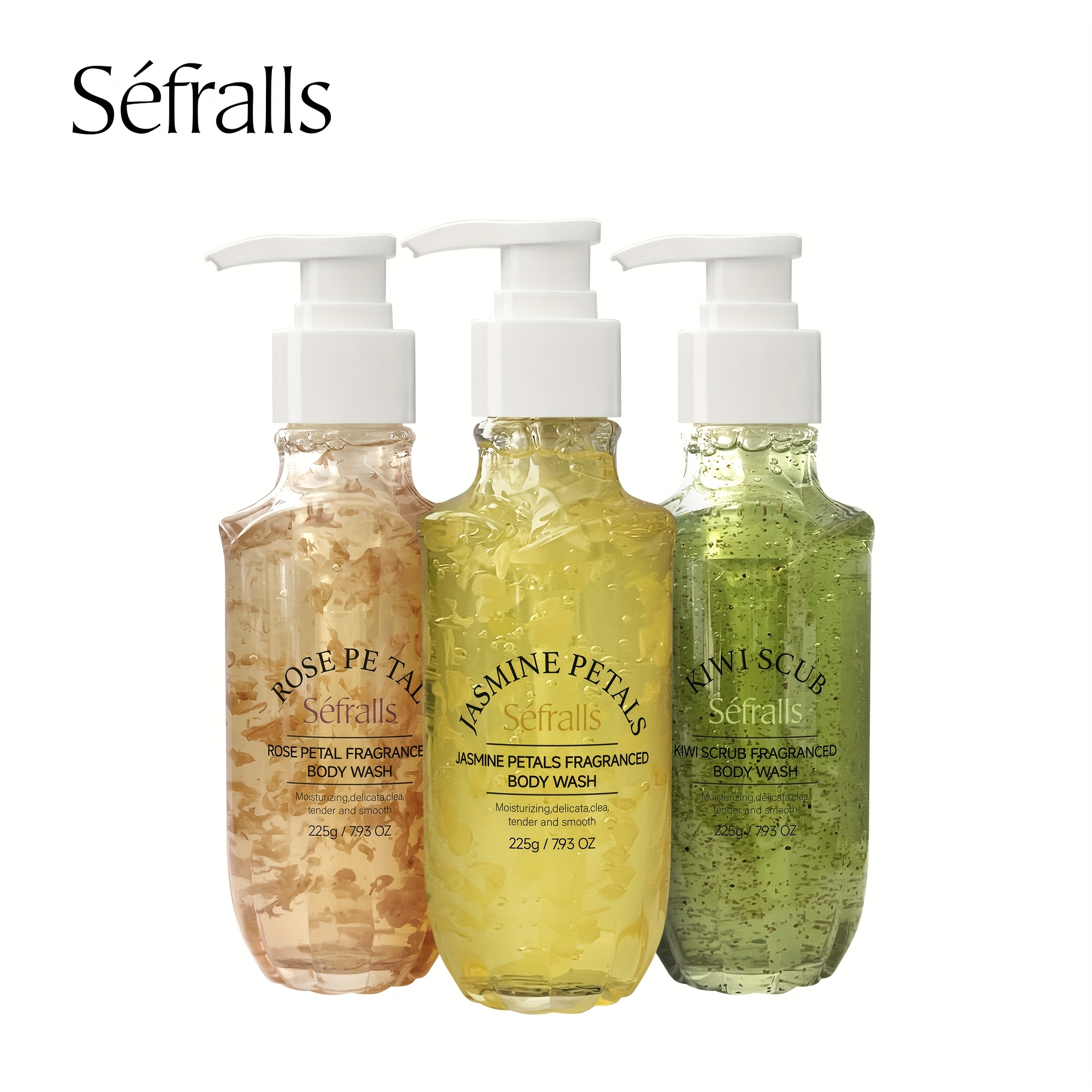 Sefralls Petal Fragrance Body Wash Set*3pcs Hydrates And Moisturizes The Skin, Featuring Kiwi, Rose, And Jasmine Scented Shower Gels with Diverse Fragrances That Provide a Long-Lasting Scent, Leaving Users Feeling - Image 2