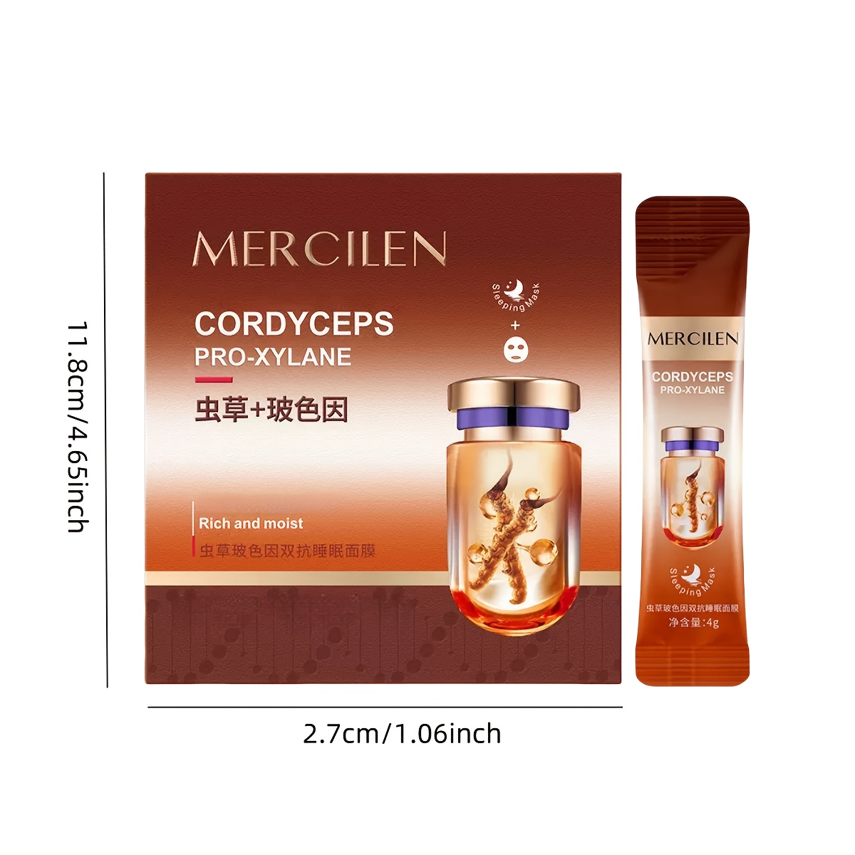 20pcs Of Cordyceps Sinensis Sleep Facial Mask, Rich In Collagen, Nicotinamide, Hyaluronic Acid And Plant Squalane, Deeply Moisturizes And Tightens The Facial Skin, Making The Skin Look Younger with Plant Squalane - Image 3