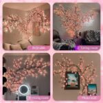 Indoor String Lights 96/144LED Cherry Blossom Willow Vine Branch Decorative Wreath, USB Power Supply, 8 Lighting Modes, Festive Party Decoration for New Year's Day, Valentine's Day, Easter, Thanksgiving, Etc., A Gift for Mom
