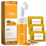 1pc/4pcs Turmeric Skincare Set - Firming Pore Cleanser/soap, Deeply Cleans Facial Pores, Moisturizes The Skin, Gently Balances Oil, Rich In Coconut Oil And Turmeric, The Best Christmas And New Year Gift - Essential for Travel.