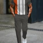 Men'S Trendy 2pcs Outfit Featuring a Geometric Design, Perfect for Everyday Outdoor Activities And Holiday Attire