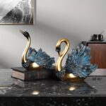 Luxury Golden & Blue Swan Pair - Image 5