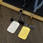 Islamic Stainless Steel Car Pendant with Golden Medal - Image 4