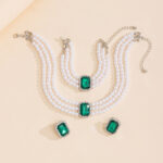 Luxury Multi-Strand Green Gemstone Necklace & Bracelet Set - Image 3
