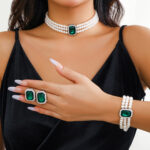 Luxury Multi-Strand Green Gemstone Necklace & Bracelet Set - Image 2