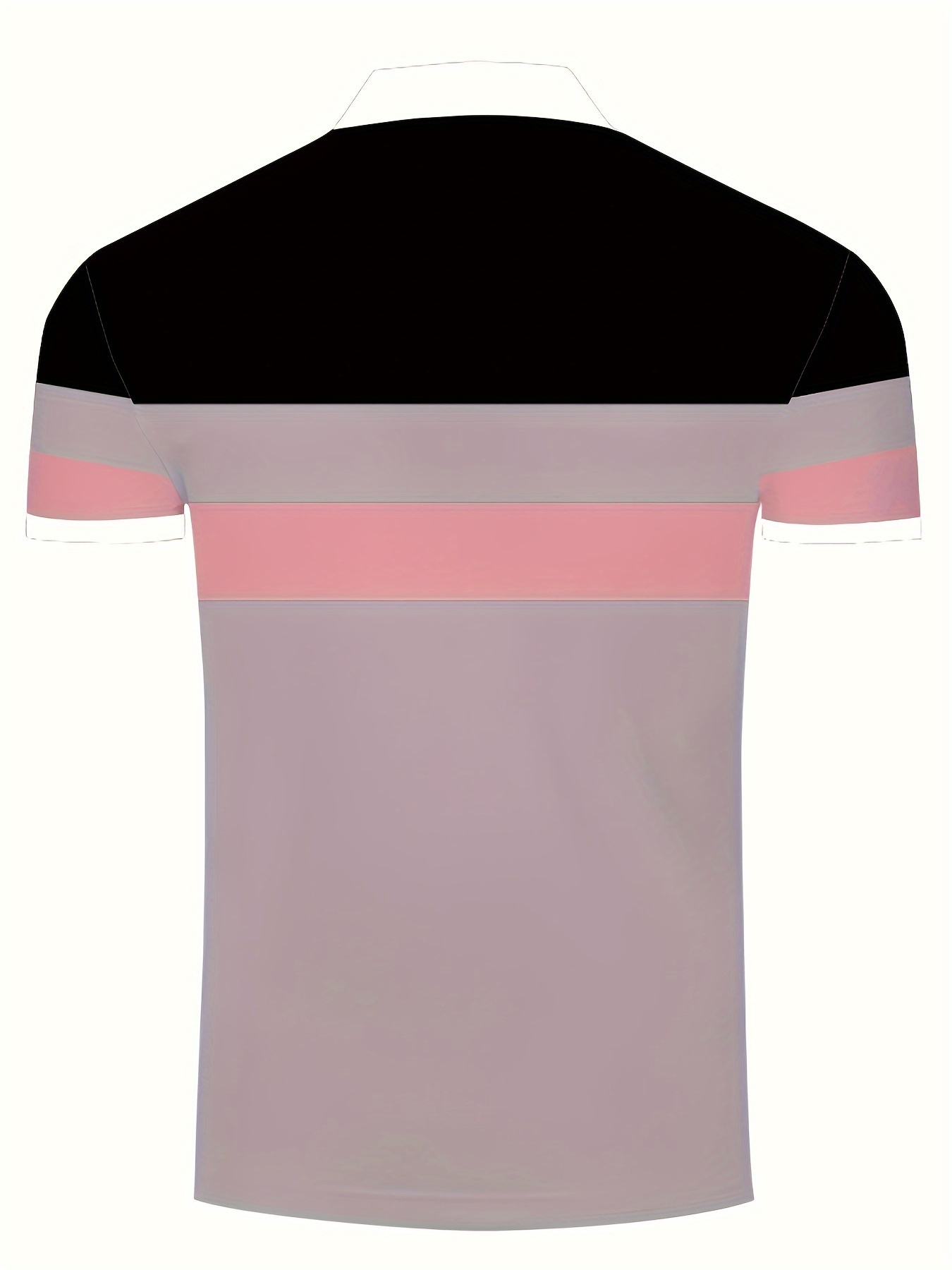 Men'S Polo Shirt with Summer White, Black, And Pink Striped Design, Featuring Short Sleeves, Contrasting Cuffs with White Trim, And a Three-Button Collar. It'S Stylish And Casual, Made from Breathable And Skin-Friendly Fabric - Image 8
