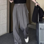 Men'S Draped Ice Slik Suit Pants, 2025 Summer New Premium, Trendy Straight Leg Wide Leg Casual Pants