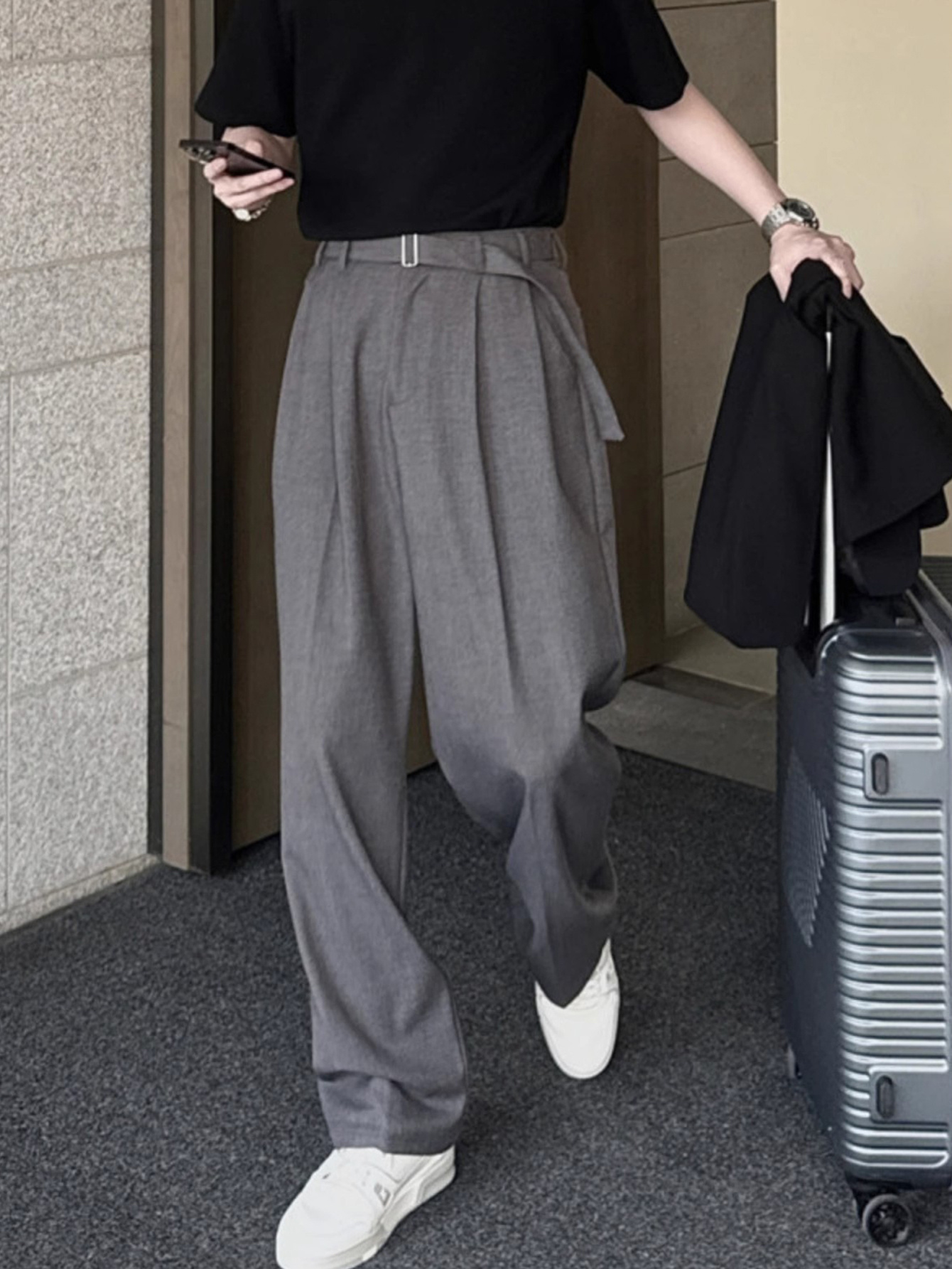 Men'S Draped Ice Slik Suit Pants, 2025 Summer New Premium, Trendy Straight Leg Wide Leg Casual Pants