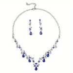 3-Piece Rhinestone Water Drop & Clover Jewelry Set - Image 2