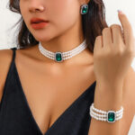 Luxury Multi-Strand Green Gemstone Necklace & Bracelet Set - Image 4