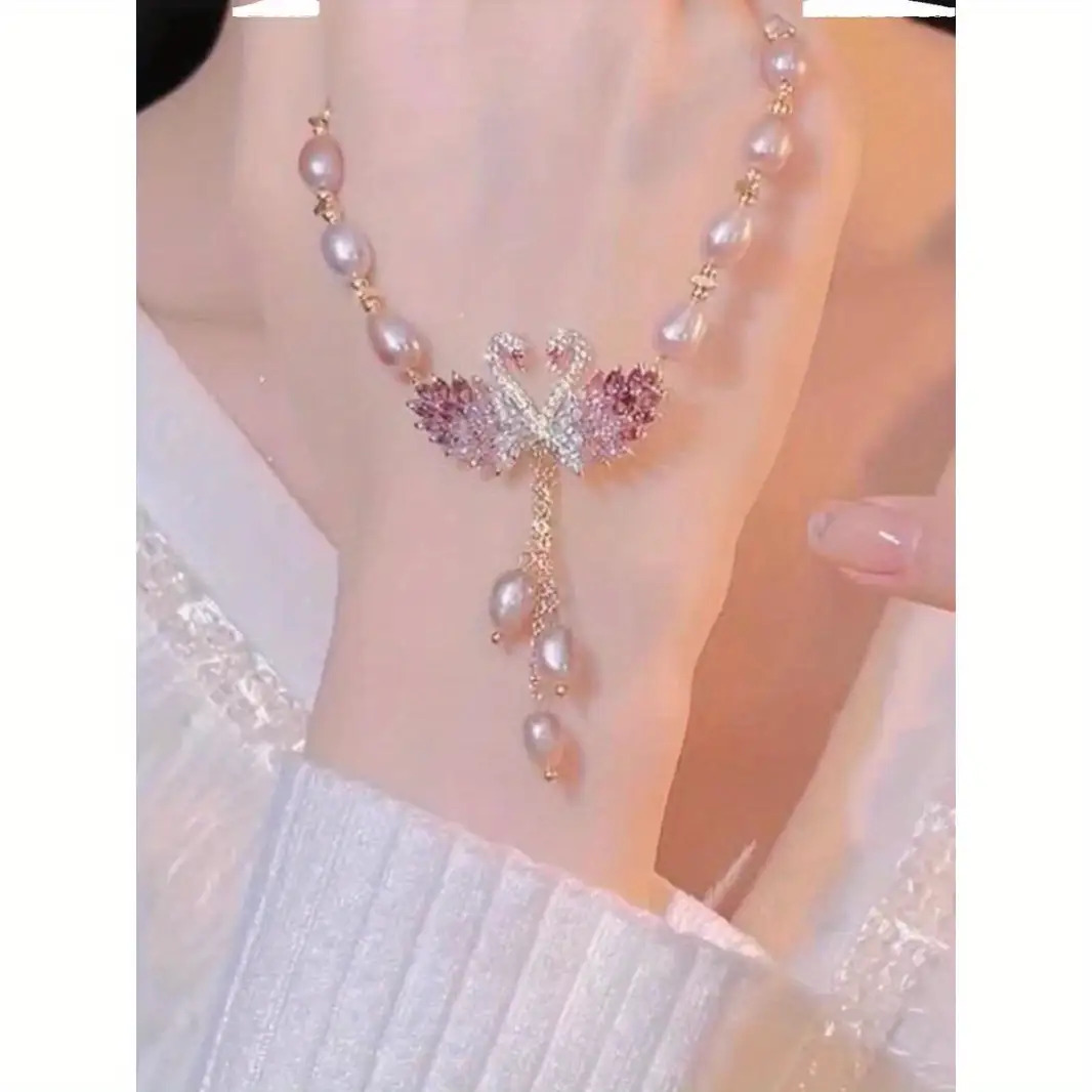 1pc of Trendy Luxury Swan Pearl Necklace with a Unique Design, Suitable for Various Occasions, Exuding Elegance And Charm, Perfect As a Gift for Girlfriends, Ideal for Everyday Use And Holiday Presents - Image 7
