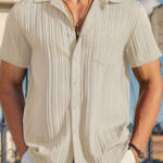 High Quality High Quality High Quality Men's Casual Short Sleeve Shirt- Classic Collar Button Design, Solid Color Non-Stretch Fabric, Machine Washable, Suitable for Office and Social Occasions All Seasons Casual Fashion Casual Fashion Casual Fashion